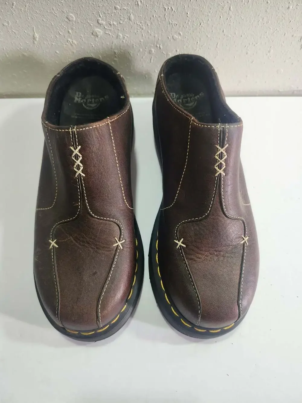 Dr. Martens Vintage Brown Leather Slip-On Clogs Mules men's 7 women's 8